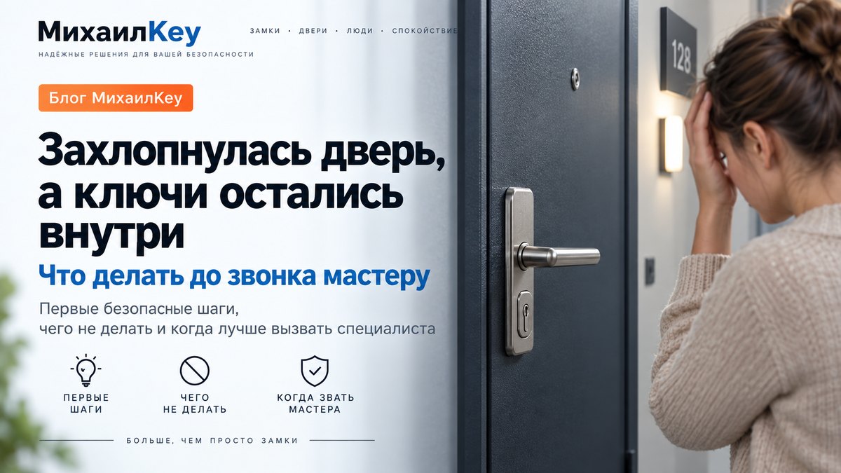 Захлопнувшаяся входная дверь квартиры в Тюмени: ключи остались внутри, мастер открывает без повреждений