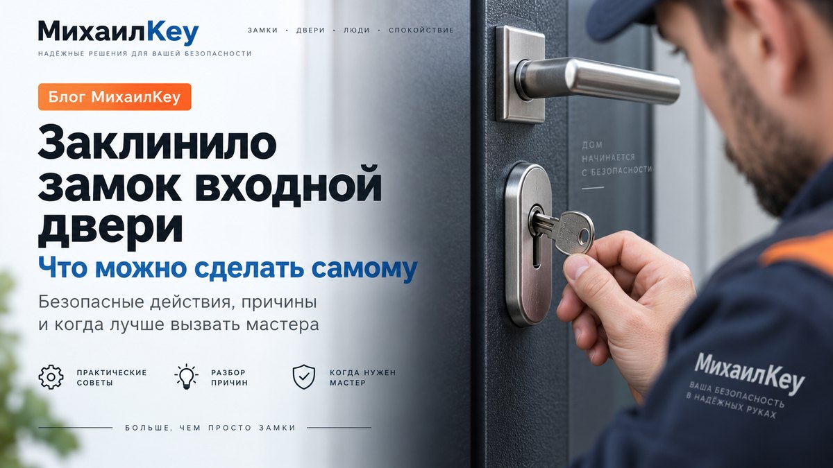 Заклинивший замок входной двери: ключ вставлен, но не проворачивается, дверь не открывается